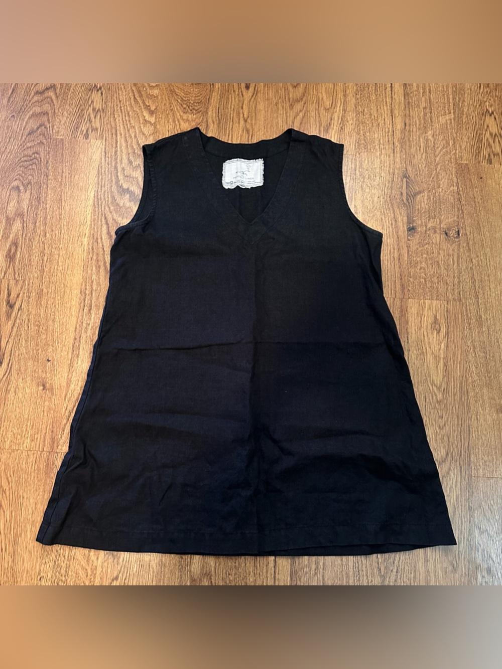 notPERFECT LINEN Classic Black V-Neck Women’s Tank TUNIC Top M/L sleeveless